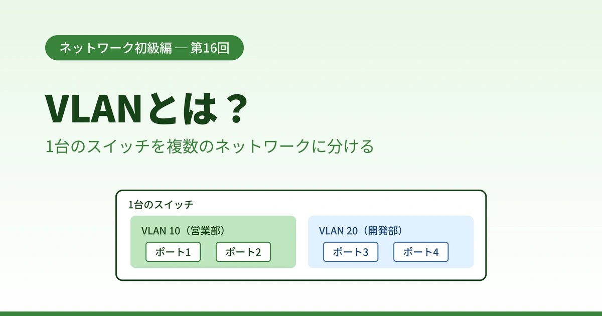 Featured image of post VLANとは？1台のスイッチを複数のネットワークに分割する仕組みをやさしく解説